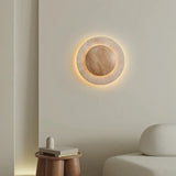Applique murale cercle bois & pierre rétroéclairée | Luminaire mural au design naturel