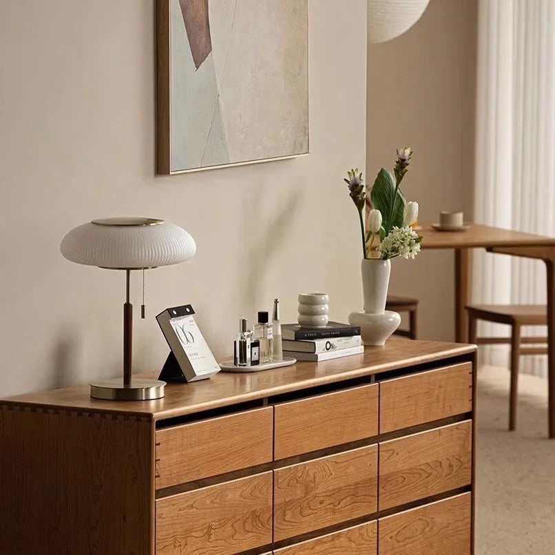 Lampe à poser abat jour en verre strié | Élégance Rétro chic