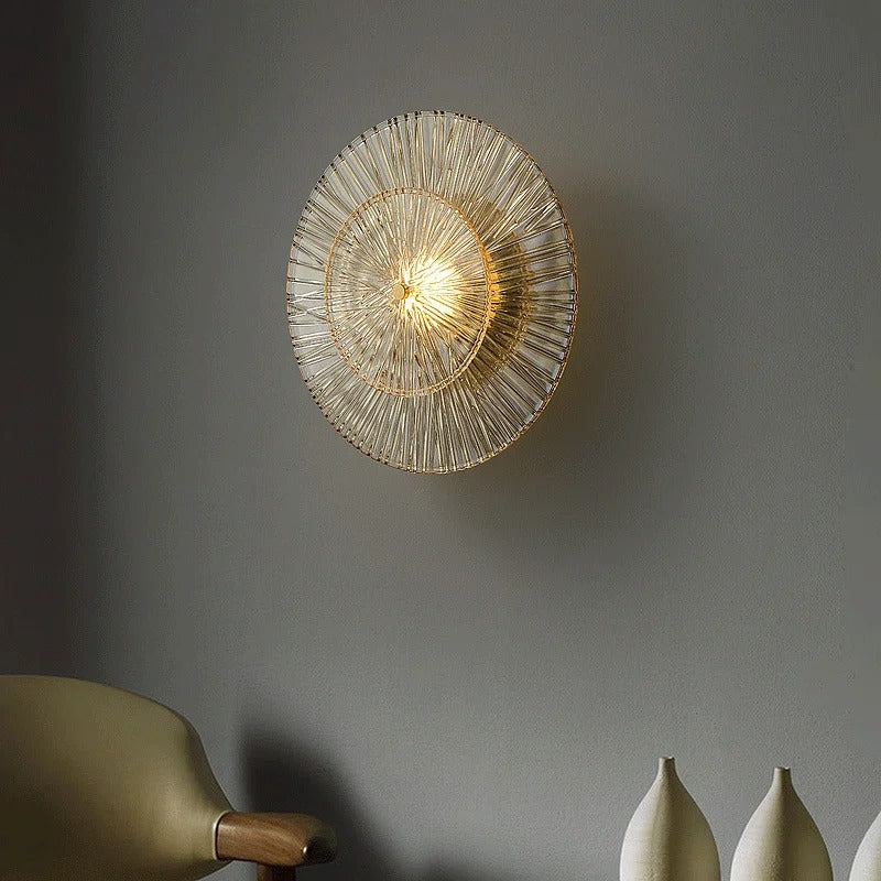 Applique murale ronde en verre rayonnant | Luminaire sculptural au style chic et raffiné