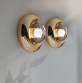 Applique murale dorée ou crème design sphérique | Luminaire mural art déco