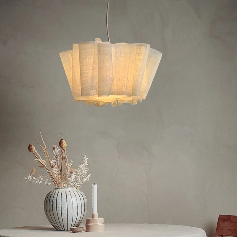 Suspension en tissu plissé bohème | Luminaire doux et poétique