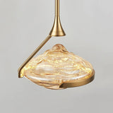 Lustre suspendu cristal ondulé en métal doré ou argenté