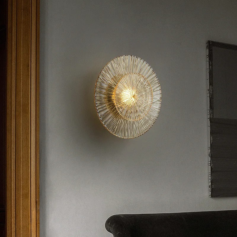 Applique murale ronde en verre rayonnant | Luminaire sculptural au style chic et raffiné
