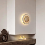 Applique murale cercle bois & pierre rétroéclairée | Luminaire mural au design naturel