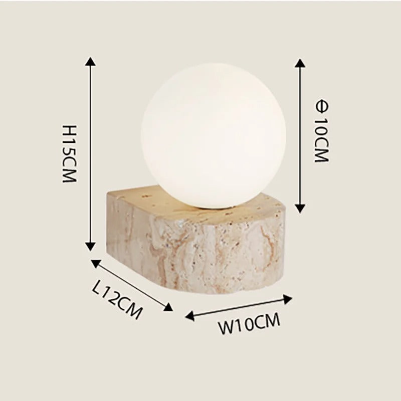 Applique murale globe et pierre naturelle | Luminaire minimaliste au charme brut