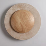 Applique murale cercle bois & pierre rétroéclairée | Luminaire mural au design naturel