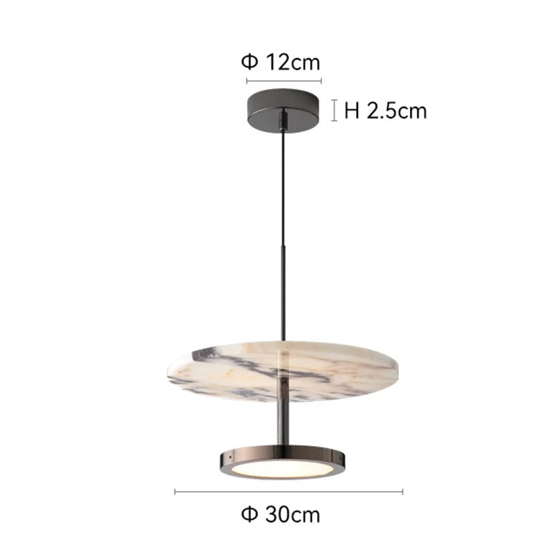 Suspension disque en marbre naturel | Luminaire haut de gamme à LED