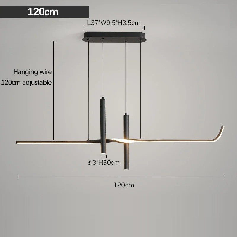 Suspension LED design minimaliste | Ligne graphique & éclairage ciblé Noir / Blanc neutre / 120 cm