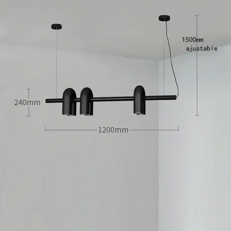 Lustre design tubulaire contemporain 6 lampes | Noir / Dimmable