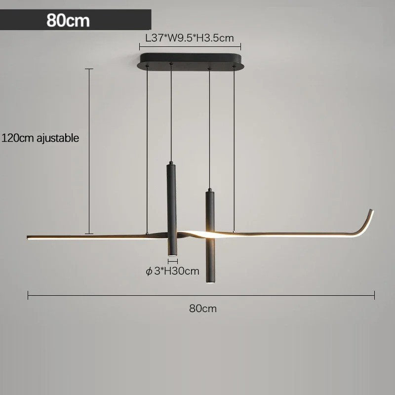 Suspension LED design minimaliste | Ligne graphique & éclairage ciblé Noir / Blanc neutre / 80 cm