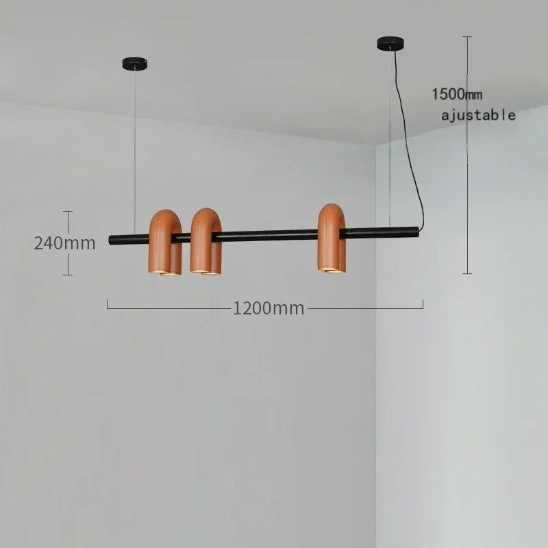Lustre design tubulaire contemporain 6 lampes | Orange / Dimmable