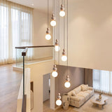 Suspension chic en verre opalin, pierre naturelle et bois | PERLINE