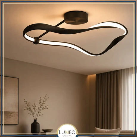 Plafonnier LED ondulé noir | Luminaire design TORSADE