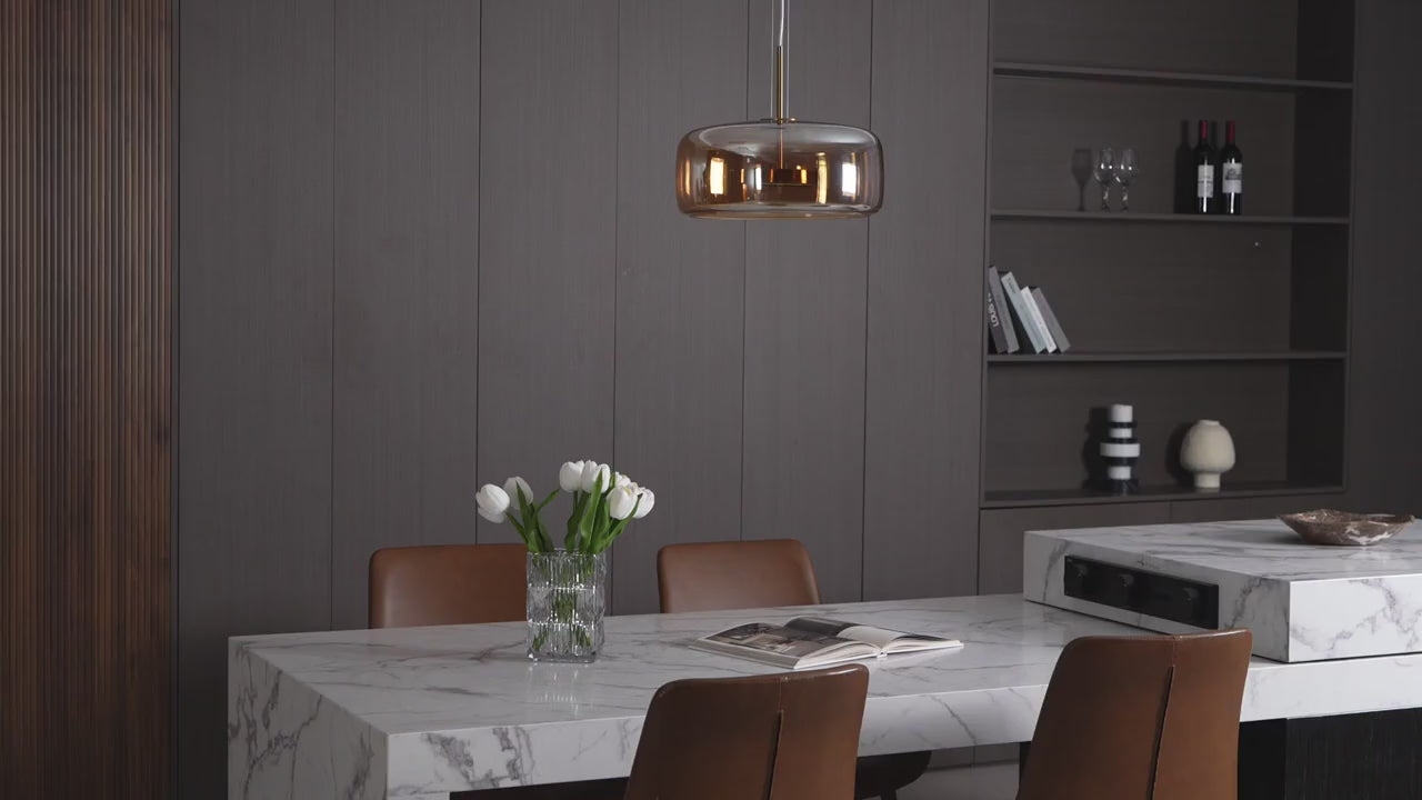 suspension design en verre teinté et fumé NOVA lumeo creative