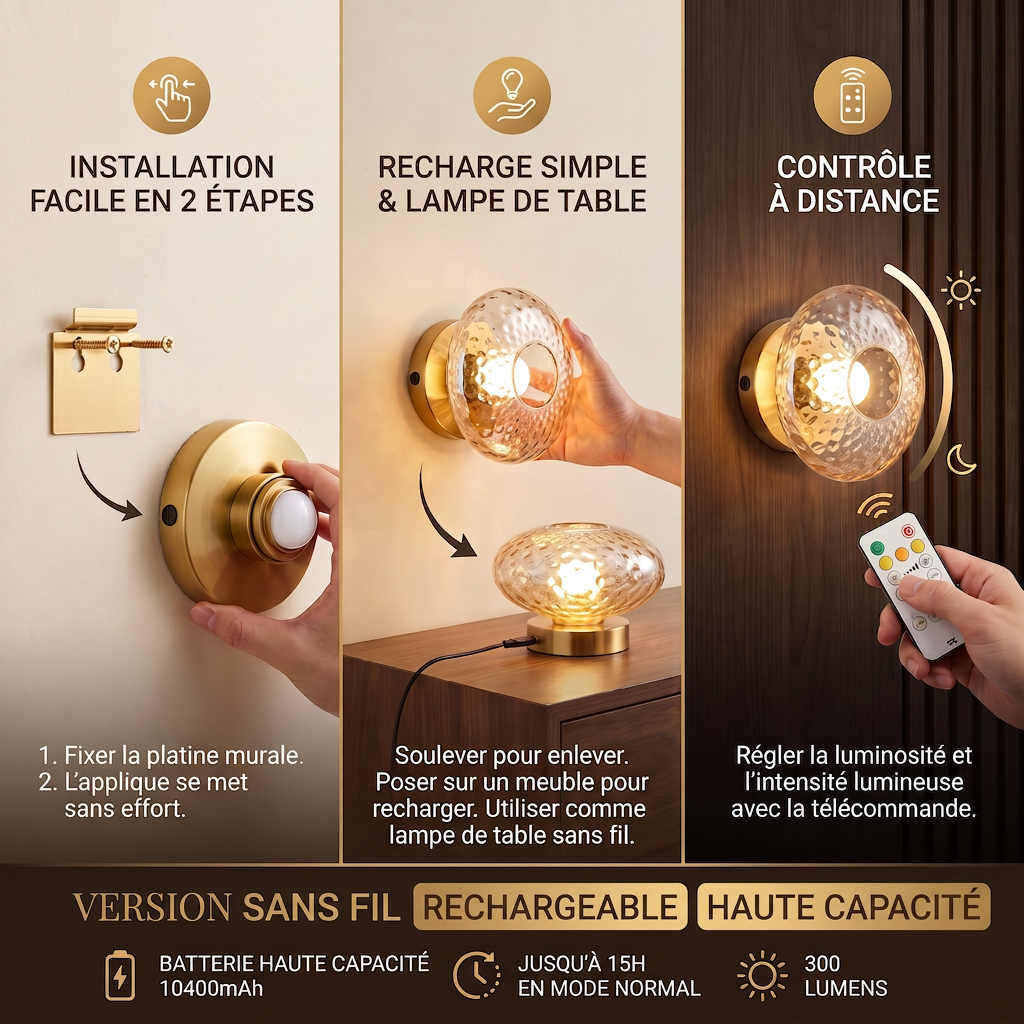 Applique murale ronde en verre vintage - Collection CRISTALI SIGNATURE