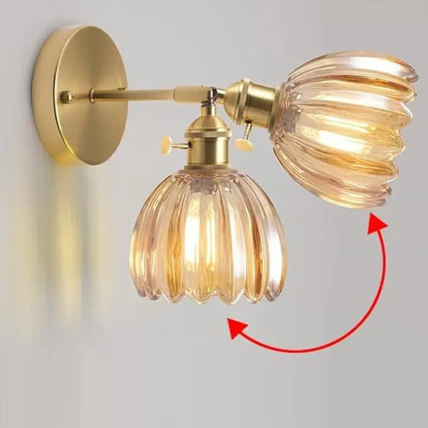 Applique murale vintage en verre nervuré | Luminaire suspendu ou fixe