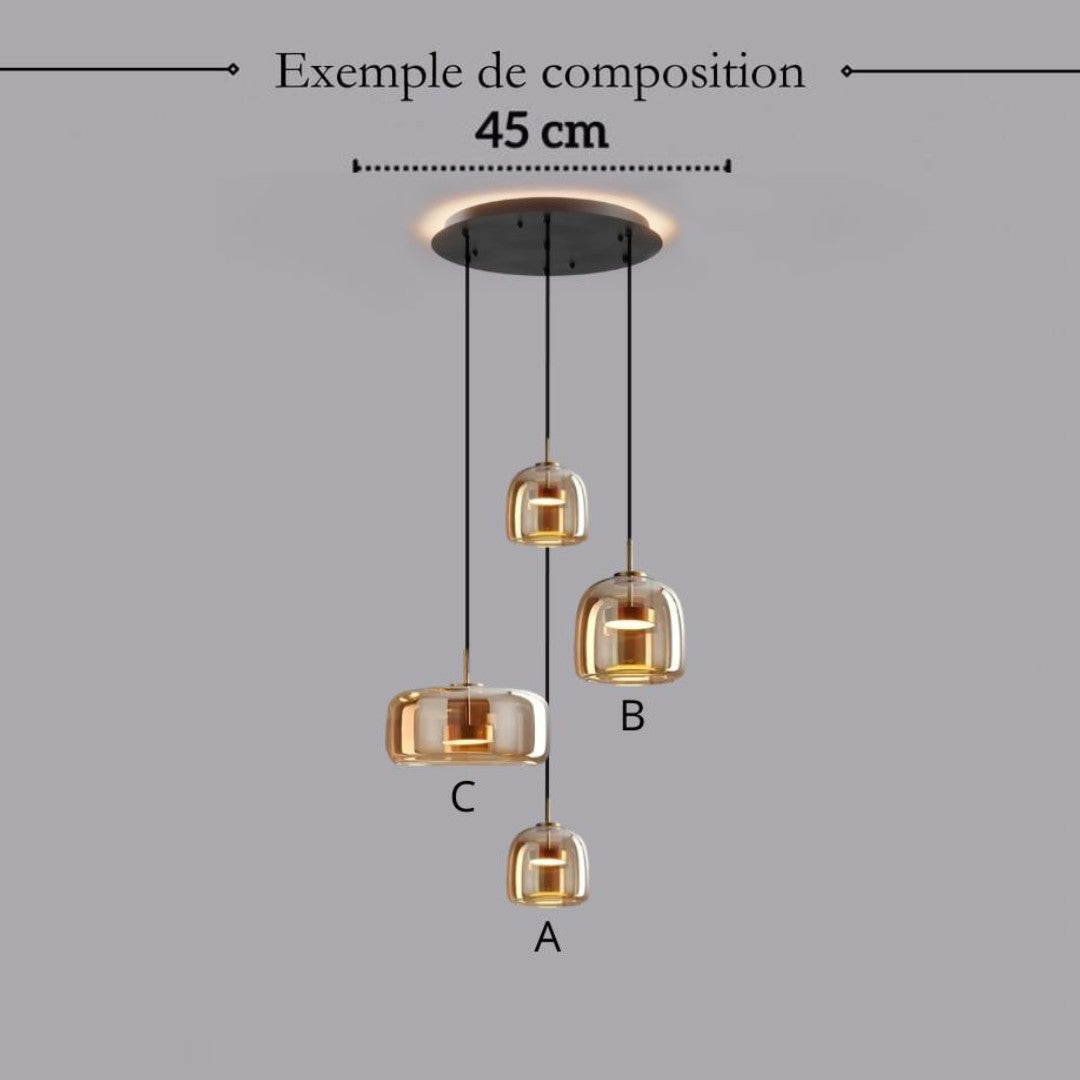Suspension moderne en verre teinté NOVA | 1 Suspension