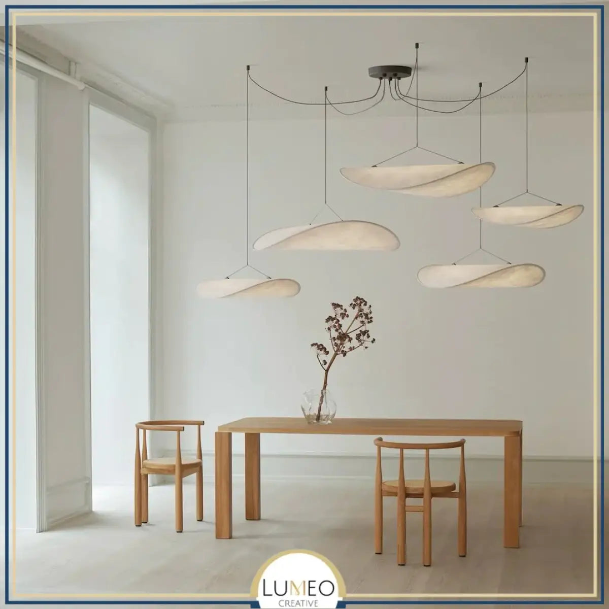 suspension 5 lampes excentrées 