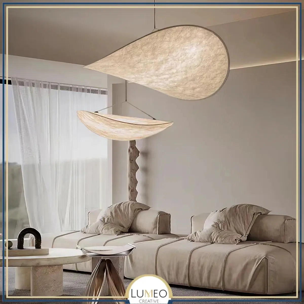 Suspension aérienne en tissu style Wabi sabi