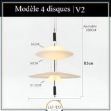 Suspension au design architecturale à disques superposés 4 disques | V2 / Or / Blanc chaud