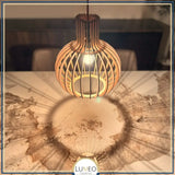 luminaire suspendu en bois naturel, suspension woody par lumeo creative