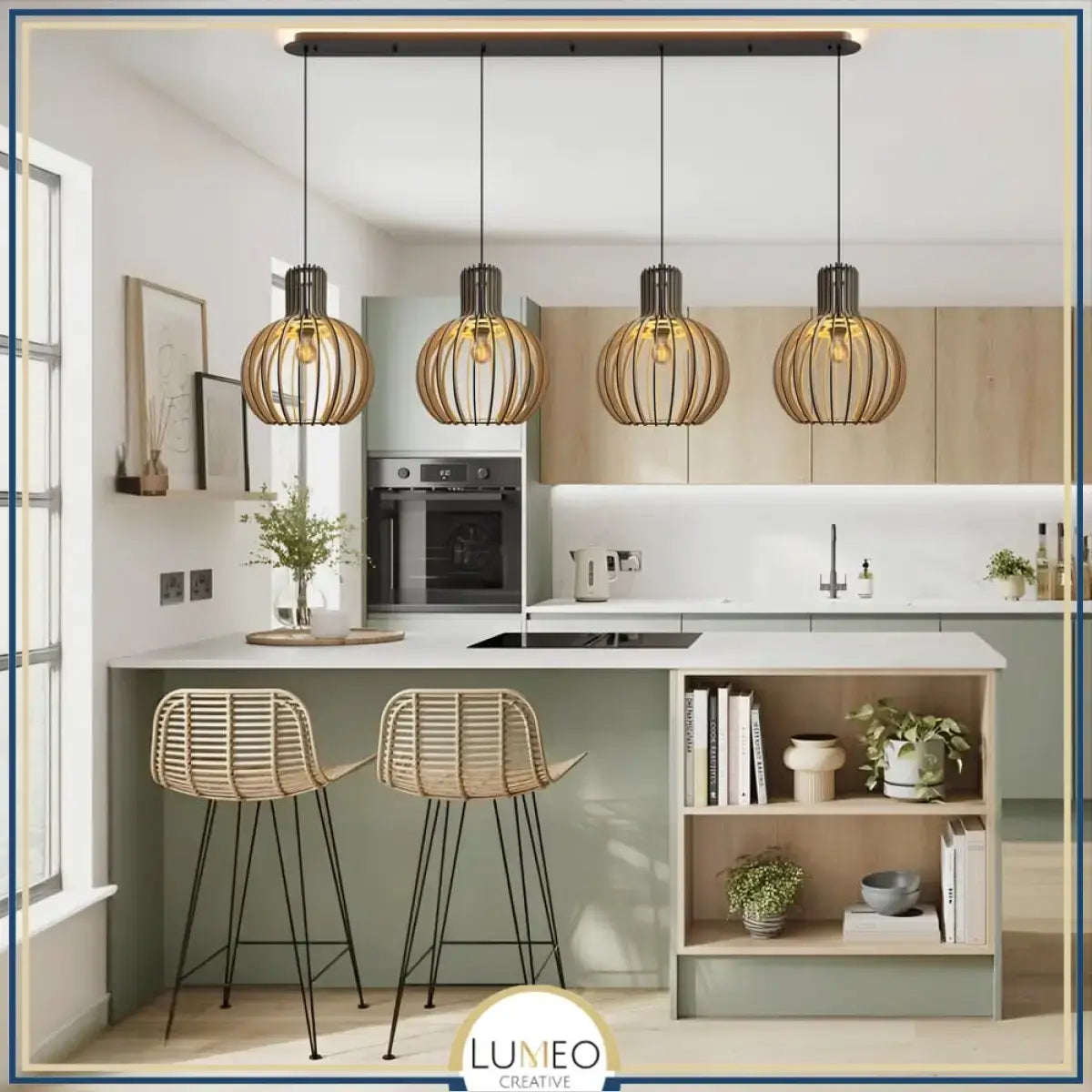 suspension en bois naturel style scandinave pour ilot de cuisine et salle à manger moderne , woody