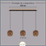 Suspension bois sculpté en forme de pomme de pin | Chic & naturel
