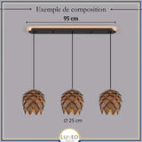 Suspension bois sculpté en forme de pomme de pin | Chic & naturel