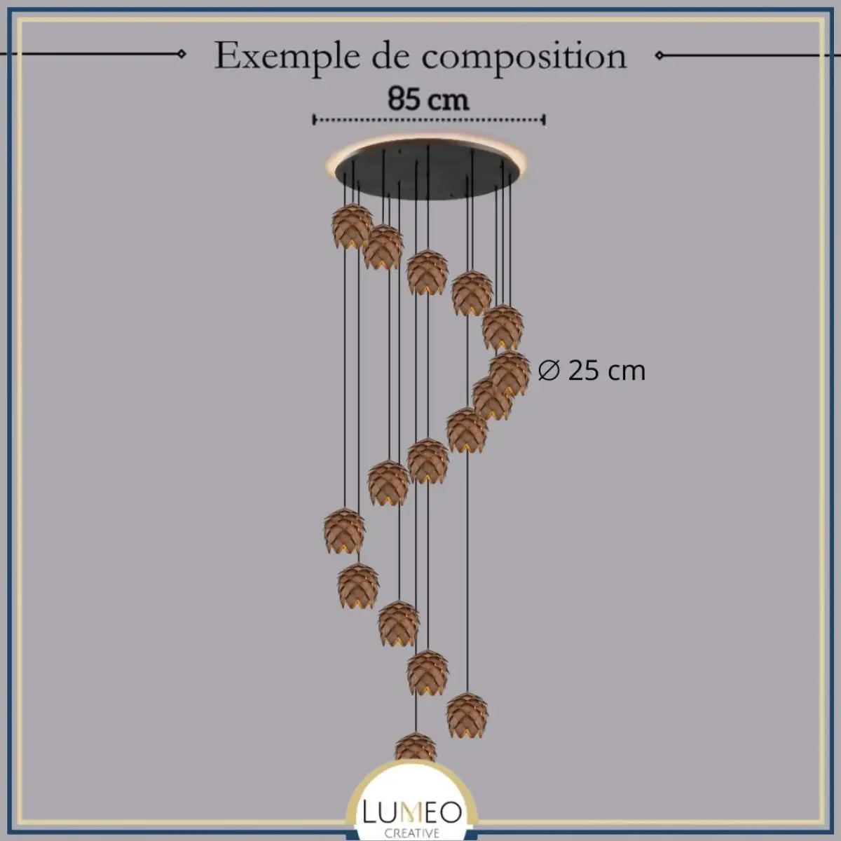 Suspension bois sculpté en forme de pomme de pin | Chic & naturel