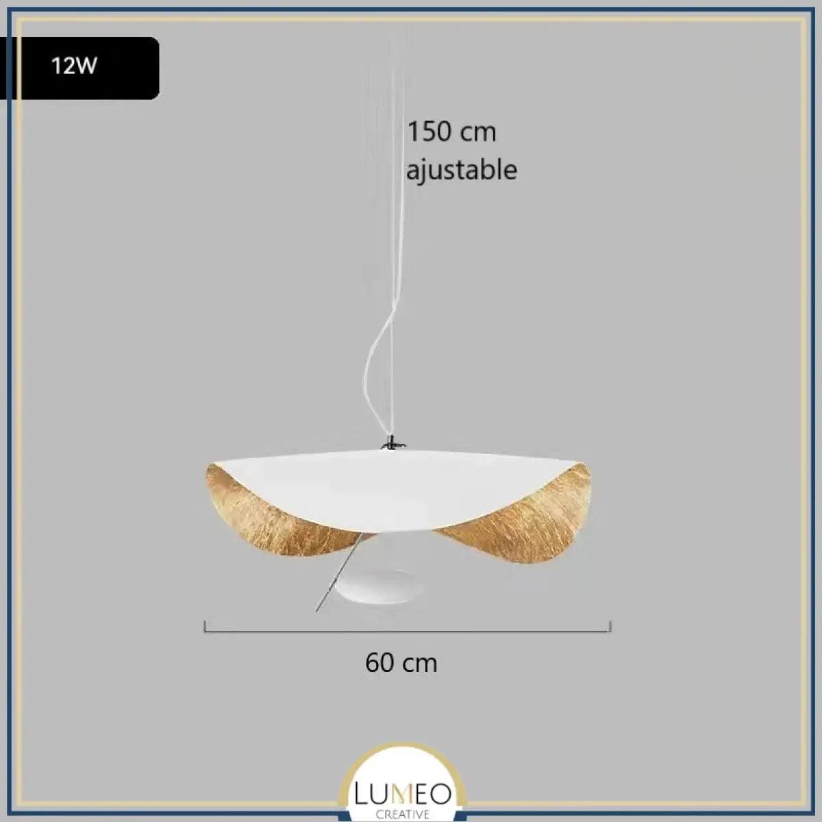 Suspension chic au design moderne | Noir & or ou blanche & or 60 cm Blanc et Or / Blanc froid