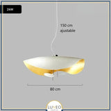 Suspension chic au design moderne | Noir & or ou blanche & or 80 cm Blanc et Or / Blanc chaud