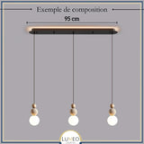 Suspension chic en verre opalin pierre naturelle et bois | PERLINE