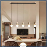 Suspension chic en verre opalin pierre naturelle et bois | PERLINE