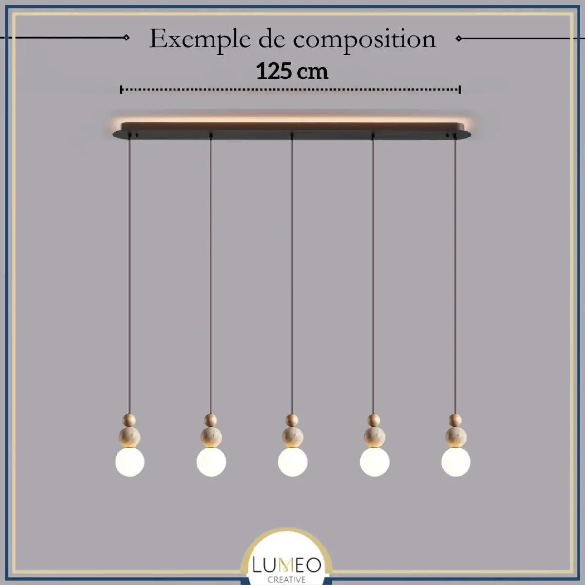 Suspension chic en verre opalin pierre naturelle et bois | PERLINE