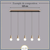 Suspension chic en verre opalin pierre naturelle et bois | PERLINE