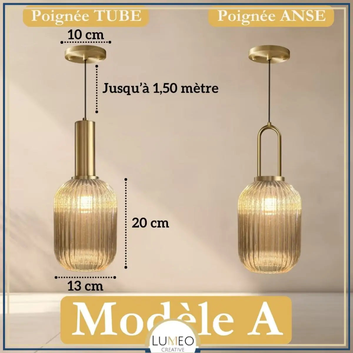CRISTALI | 1 Suspension Ambre brillant / A / Tube