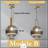 CRISTALI | 1 Suspension Gris intense / B / Tube