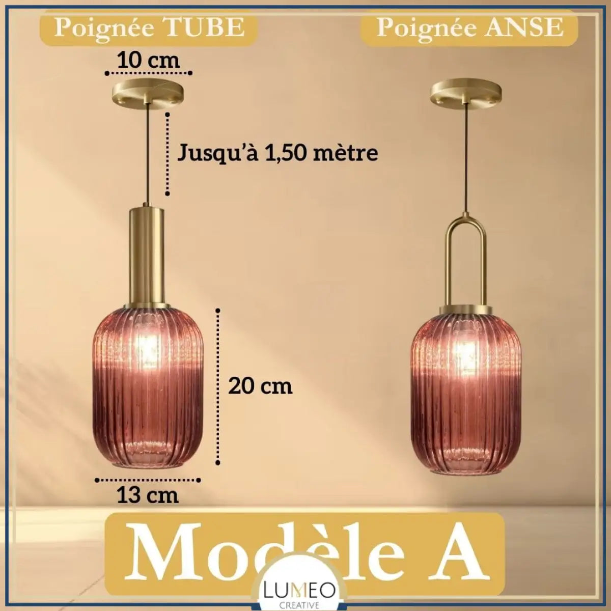 CRISTALI | 1 Suspension Rouge brique / A / Tube