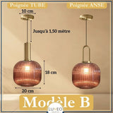 CRISTALI | 1 Suspension Rouge brique / B / Tube