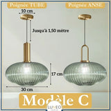 CRISTALI | 1 Suspension Vert amande / C / Tube