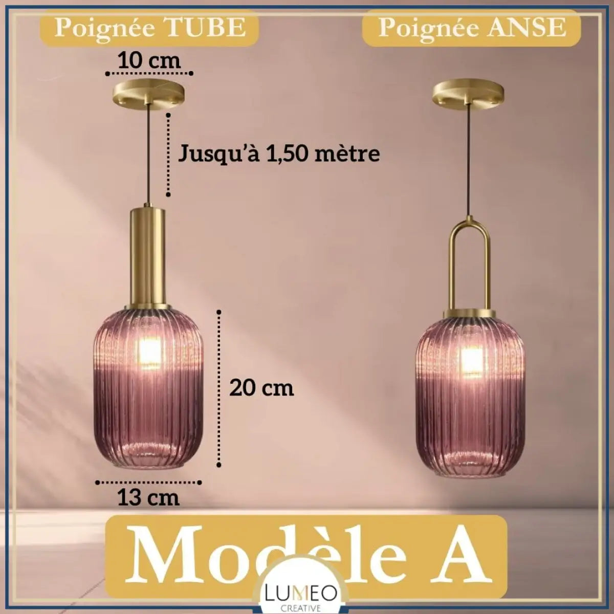 CRISTALI | 1 Suspension Violet prune / A / Tube