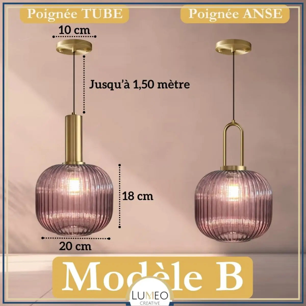 CRISTALI | 1 Suspension Violet prune / B / Tube