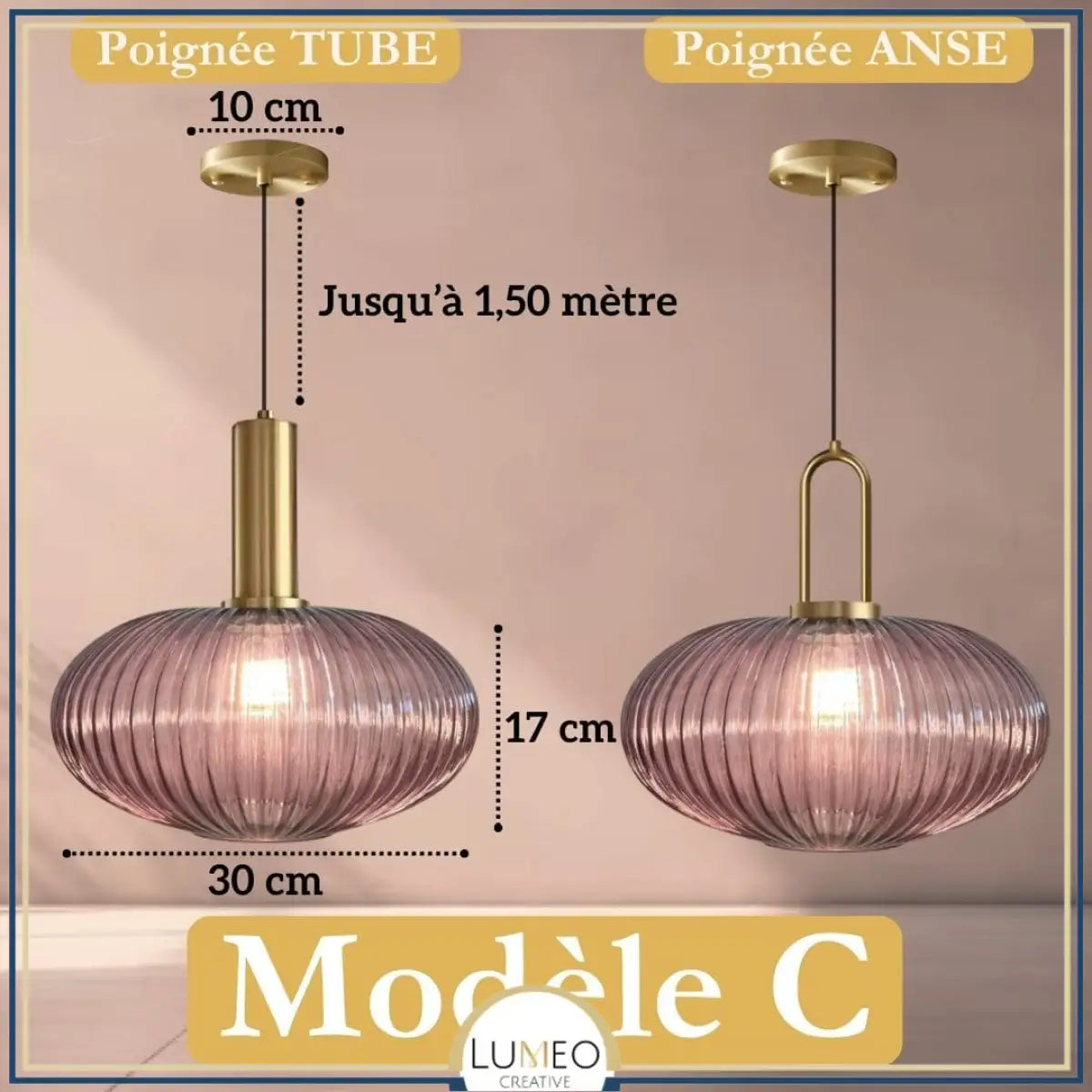 CRISTALI | 1 Suspension Violet prune / C / Tube