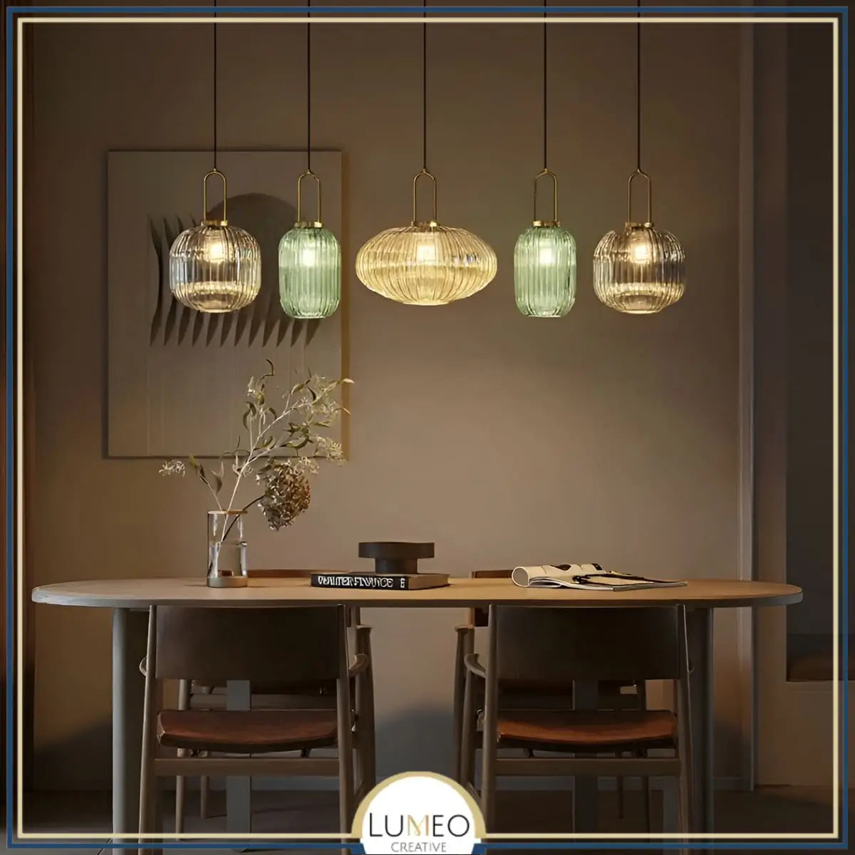 lustre salle à manger en verre style vintage chic et moderne