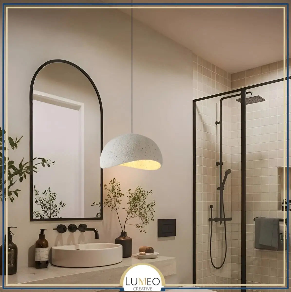 Suspension ciment style Wabi sabi | Minimalisme brut et naturel Gris clair