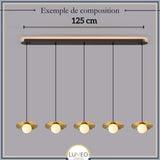 Suspension en cuivre et boule de verre opalin | Suspension lotus