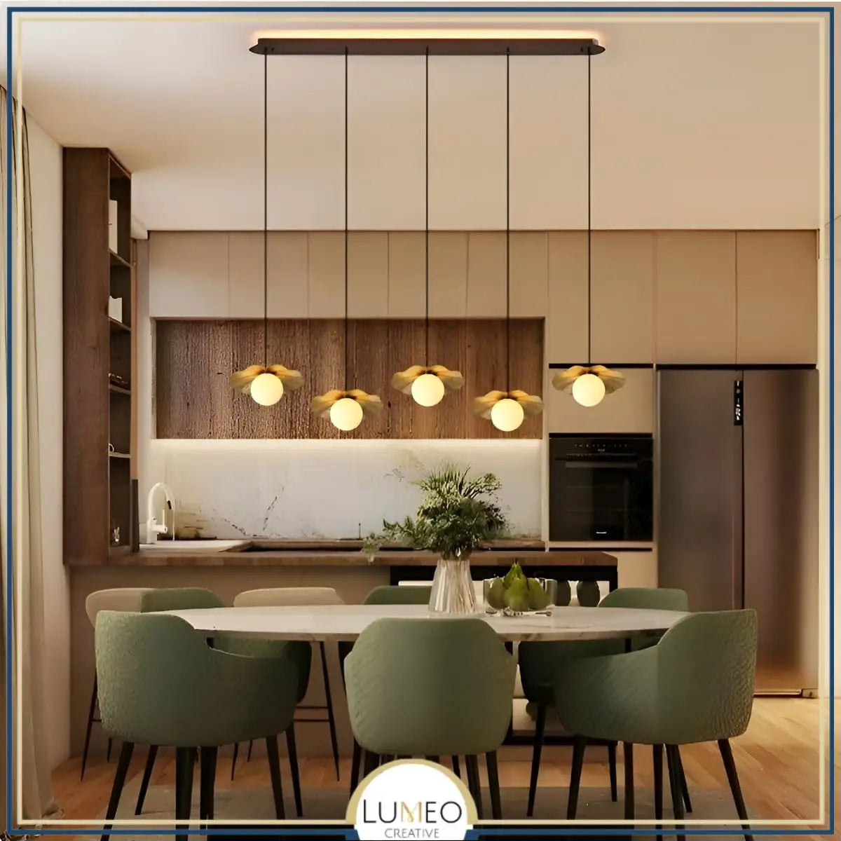 lustre cuivre doré et boule de verre blanc