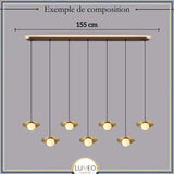 Suspension en cuivre et boule de verre opalin | Suspension lotus
