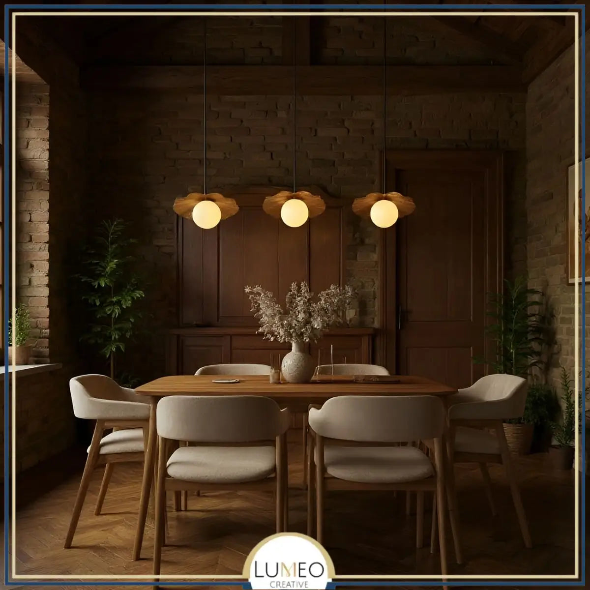 suspension antique en cuivre et boule de verre pour interieur rustique