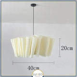 Suspension en tissu plissé bohème | Luminaire doux et poétique Beige crème | 40 cm